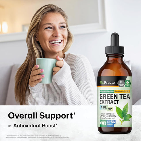 Green Tea Extract Tincture - Organic Green Tea Supplements with EGCG - Antioxidant Source - Immune Support Supplement - Alcohol and Sugar Free - Vegan Drops 4 Fl.Oz.