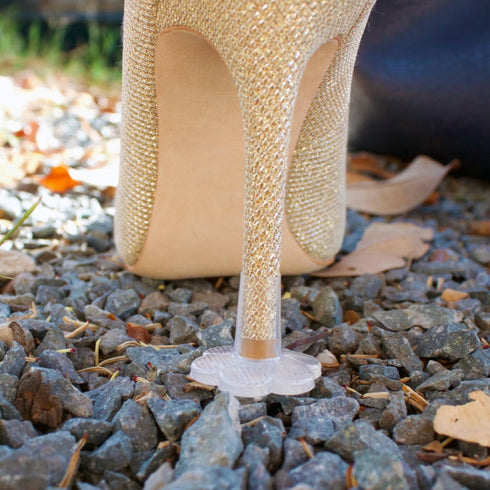 GoGoHeel STOPPERS Clear Heel Protectors for High Heels, Stop Sinking on Grass (X-Small, 1 Pair)