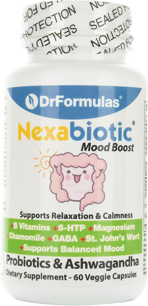 DrFormulas Mood Boost Probiotics with Stress B Complex Vitamins for Kids, Women, Men - 60 Count