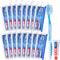 30 Set Travel Kit Toothbrush and Cover Bulk with Soft Bristles, Toothpaste, Resealable Bag for Charity, Hotel, Home