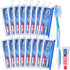 30 Set Travel Kit Toothbrush and Cover Bulk with Soft Bristles, Toothpaste, Resealable Bag for Charity, Hotel, Home