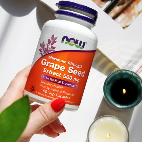 NOW Grape Seed Extract, Maximum Strength 500 mg - 90 Veg Capsules