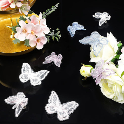 WILLBOND 18 Pieces Butterfly Hair Clip – Halloween Lace Bows Embroidery Hair Pins Accessories for Women (2 Sizes)