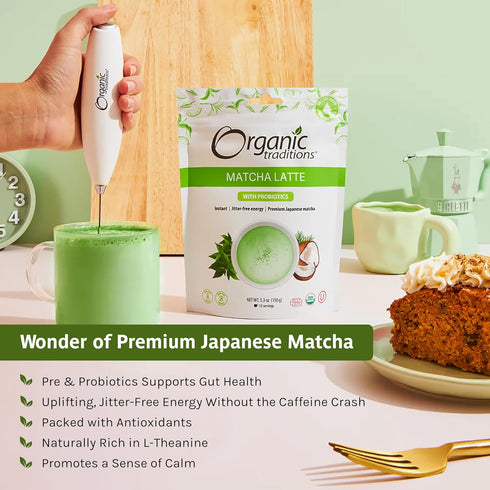 Organic Traditions Matcha Latte Green Tea Powder, Premium Authentic Japanese Matcha, 150g/5.3oz Bag