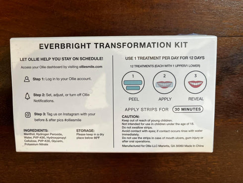 Ollie Teeth Whitening Strips, 24 Strips, 12 Treatments with Shade Guide