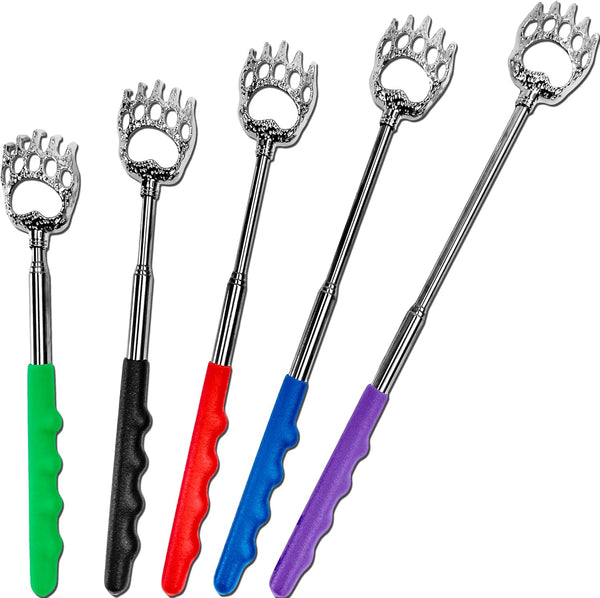 RMS 5 Pack Telescoping Back Scratcher, Extendable Telescope Back Scratchers, Black, Blue, Green, Purple, Red