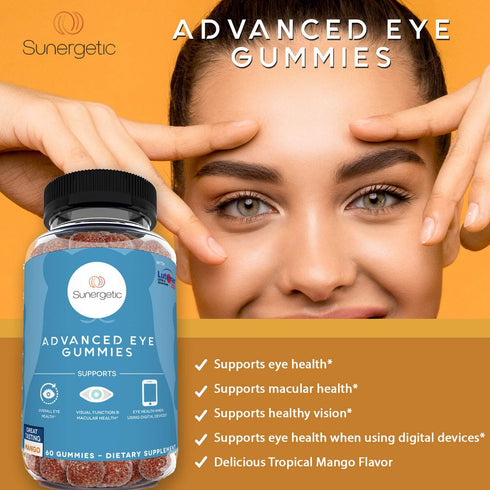 Premium Lutein Eye Support Gummies with Zeaxanthin for Overall Eye Health, Vision & Macular Health - 60 Gummies
