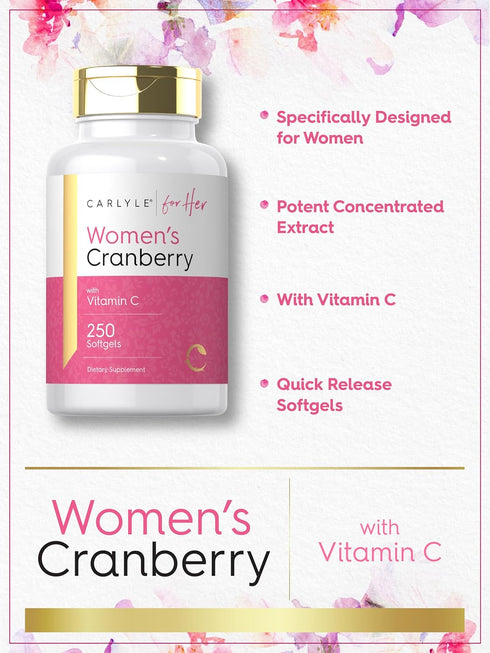 Carlyle Cranberry Pills for Women | 250 Softgels | Non-GMO, Gluten Free Supplement with Vitamin C for Her