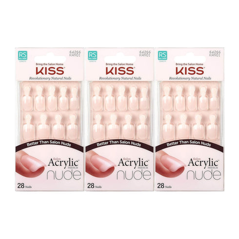Kiss Salon Acrylic Nude French Nails 28 Count (Breathtaking) - 3 Pack