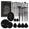 MAANGE Makeup Brushes 29 Pcs Kit, Premium Synthetic Foundation, Powder, Concealers, Eye Shadows Set (Black)