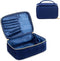 KOPY Velvet Makeup Bag for Women, Large Classy Makeup Organizer, Portable Travel Toiletry Bag with Handle (Navy)