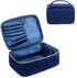 KOPY Velvet Makeup Bag for Women, Large Classy Makeup Organizer, Portable Travel Toiletry Bag with Handle (Navy)