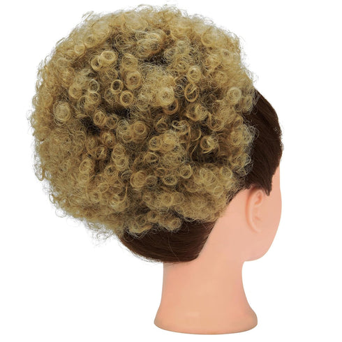 THEMIS HAIR Afro Puff Drawstring Ponytail for Black Women, Short Kinky Curly Hairpieces with Clips in Color T1B/27#
