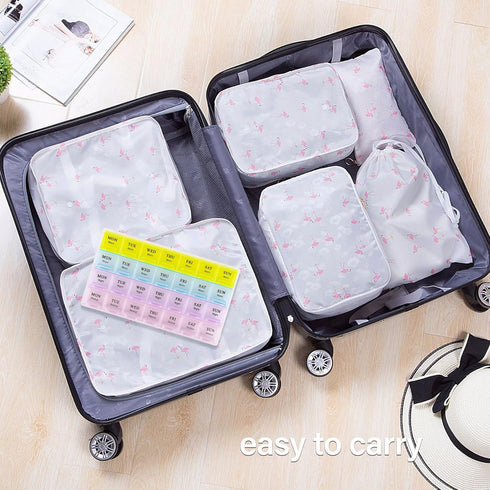 Teikou 4 7 (2pack) Large Weekly Pill Organizer Times A Day,Pill Container, Moisture-Proof Day Pill Box, Travel Pill