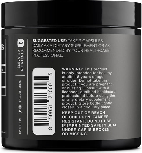 Toniiq 20:1 120 Black Maca Root - Ultra High Potency Extract - Single Origin, Wildcrafted & Highly Concentrated