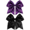 Large 7 Inch Glitter Bow Clip, Sequin Bling Party Hair Accessories for Women, Teens, Girls, 2 Pcs (Dark Purple, Black)
