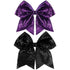 Large 7 Inch Glitter Bow Clip, Sequin Bling Party Hair Accessories for Women, Teens, Girls, 2 Pcs (Dark Purple, Black)