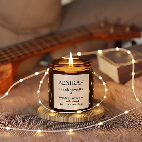 ZENIKAH 8 oz Luxury Scented Candle Hand-Poured Soy Wax | Aromatherapy Candle for Relaxation, Stress Relief & Home Dcor
