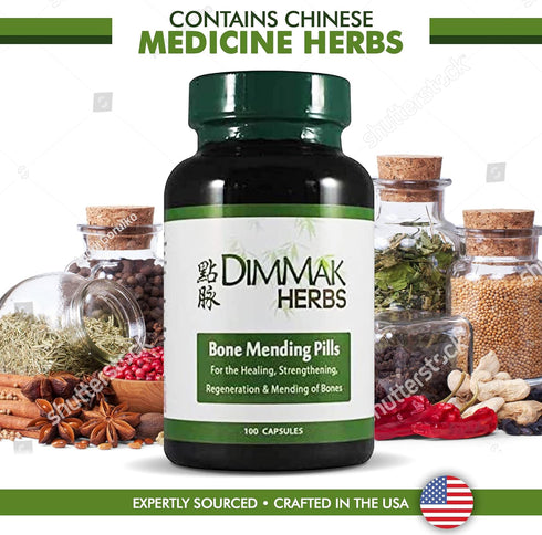 Certified Organic Bone Mending Pills by Dimmak Herbs, Bone Fracture Healing Supplement, 100 caps