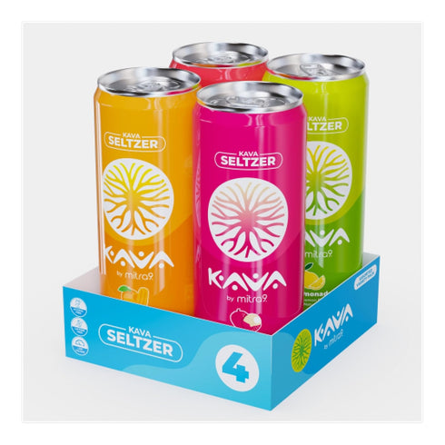 Mitra9 Pack 4-Pack 500mg 12 oz | Variety Kava Seltzer - Sparkling Relaxation Drink | | Non-Alcoholic Alcohol
