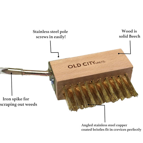 Moss Removal Deck Crevice Cleaning Tool, 2 Paver Brushes for Weeding, Wire Brush with Weed Hook, Patio Weed Remover
