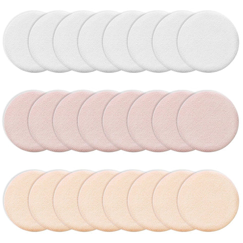 24Pcs Cotton Round Powder Puff Pads with Strap, Face Powder Puffs for Loose and Foundation Cosmetics