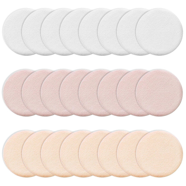 24Pcs Cotton Round Powder Puff Pads with Strap, Face Powder Puffs for Loose and Foundation Cosmetics