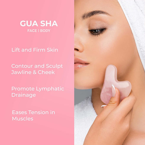 Kate Eve Elite Gua Sha Set & Brazilian Rose Quartz Face Roller - Ultra-Premium Quartz for Skin Lifting & Therapy