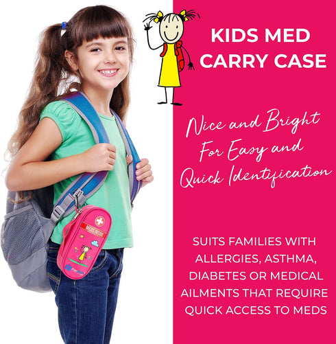 PracMedic Bags Insulated Epipen Carry Case for Kids - Holds 2 Epi Pens or Auvi Q, Allergy Medicine, Pink