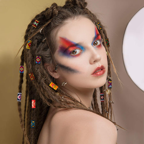 WILLBOND 27 Pcs Wooden Fabric Dreadlock Beads Tube Beads for Hair Braids Jewelry, DIY Accessories