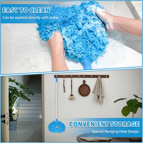 High Ceiling Fan Cleaner Duster, Reusable Microfiber Blade Cleaner with Extension Handle for Furniture and Walls