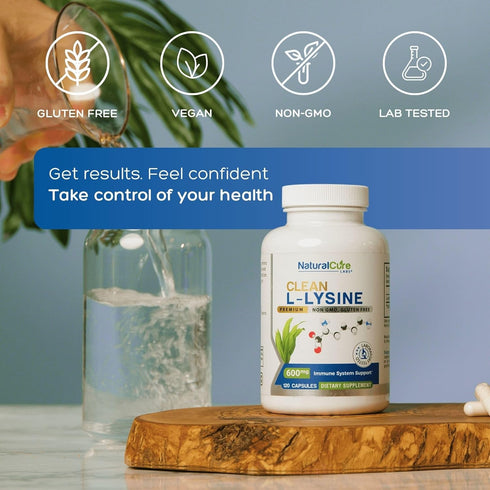 Clean L-Lysine 600mg, 120 Capsules | Vegan, Non-GMO, Gluten Free
