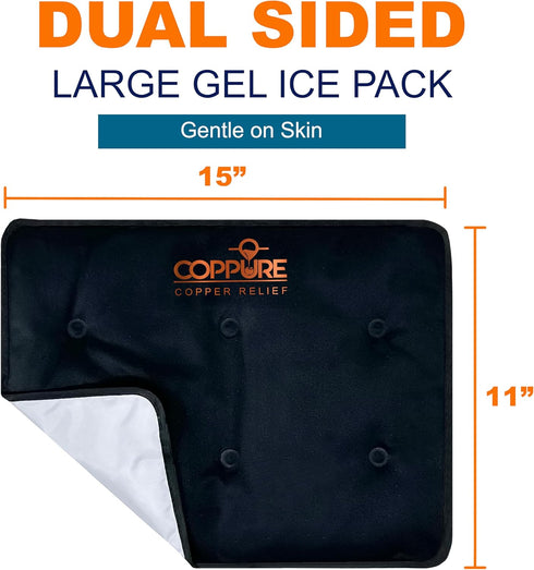 Coppure Large Gel Soft Flexible Medical Ice Packs for Injuries - 2 Pack Reusable Cold Pack for Back Pain, Migraine