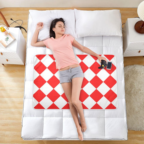 miaozhen 52" 34" Buffalo Plaid Red White Extra Large Resuable Baby Bed Pad Soft Absorbent Potty Training Pads Changing