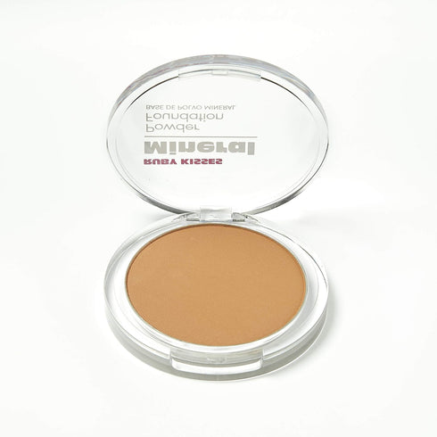 Ruby Kisses Mineral Pressed Powder Foundation, Mocha - Medium to Full Coverage Natural Finish, 0.35 Ounce