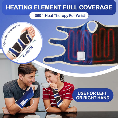 JOBYNA Heating Pad for Wrist Pain - Fast Heat Heated Wrist Wrap with Auto Shut Off, Suitable for Arthritis, Carpal