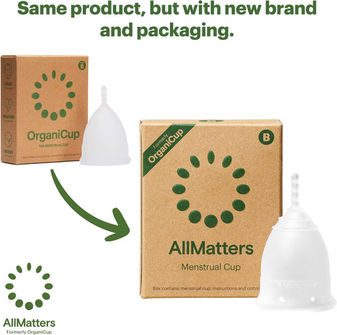 OrganiCup Menstrual Cup by AllMatters – Size B, Soft and Flexible, Superior to Pads & Tampons, Made in Germany.