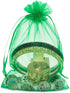 100 Pieces 5x7 inches Gift Wrap Bags, Green Organza Sheer Fabric Drawstring Bags for Baby Shower Favor