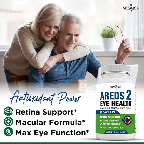 NEW AGE AREDS 2 Eye Vitamins - Lutein, Zeaxanthin, Bilberry, Astaxanthin - 180 Count