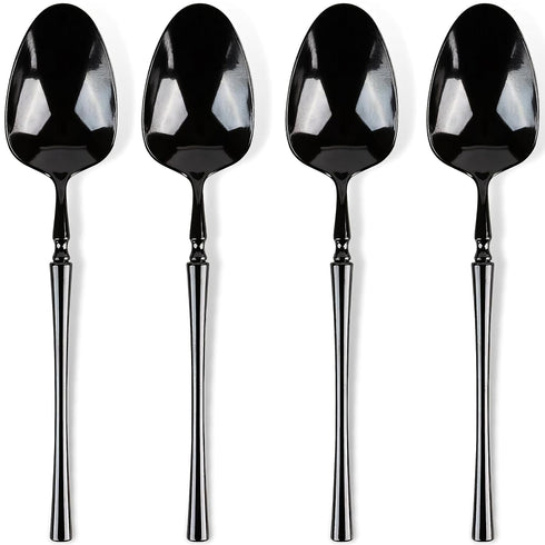 Infinity Flatware Black Disposable Teaspoons - 32 Count | Premium Plastic Cutlery for Special Occasions Posh