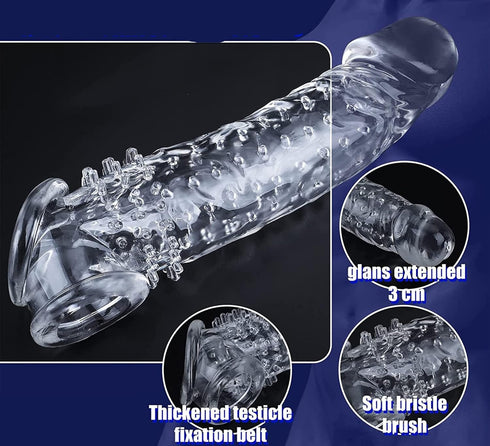 XCASLY q6654491 Transparent Threaded mace Condom Male Condom Adult Lock fine Ring Crystal Sleeve