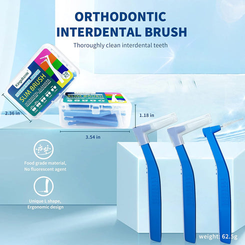 80 Count Interdental Brush Cleaners - Dental Brushes with Toothpick Flossing Head for Easy Oral Hygiene (Blue, Standard)