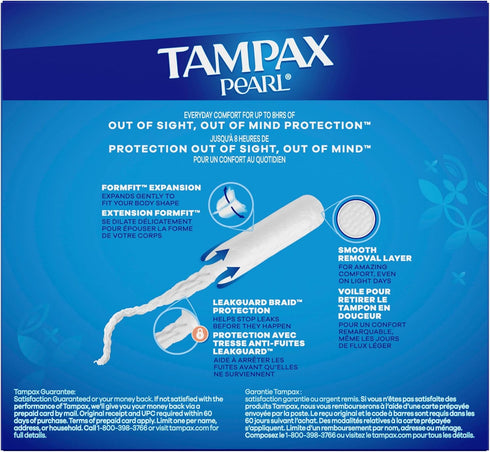 Multipack, 47 Count Tampax Pearl Tampons for Women with LeakGuard Braid, Regular/Super/Super Plus Absorbency