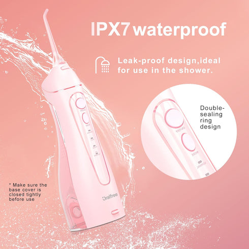 Oralfree Water Dental Flosser, Cordless Oral Irrigator, Portable Rechargeable Travel Teeth Cleaning, IPX7 Waterproof