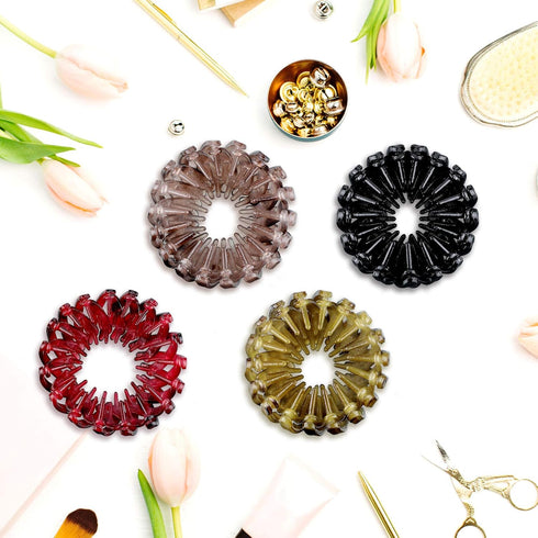 Tatuo 4 Pcs Bird Nest Magic Hair Clip Ponytail Holders, Lazy Birds Nest Plate Hairpin Accessories for Women