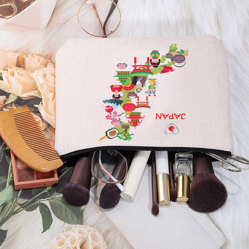 Japan Travel Cosmetic Bag - Japan Souvenir for Beloved Tokyo Travel Gift (Map Japan Bag2)