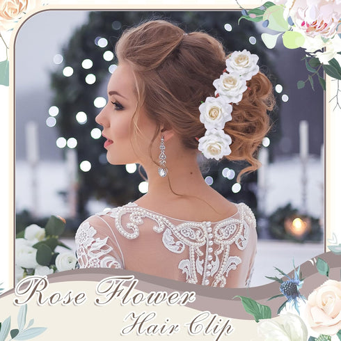 Yilloog 12 Pack Rose Hair Clip Flower 2.8'' Hairpin Floral Brooch Floral Hair Clips Mexican Hair Flowers Hairpin Party Supplies for Women Rose Hair Accessories Wedding Pack(Multi Colors)