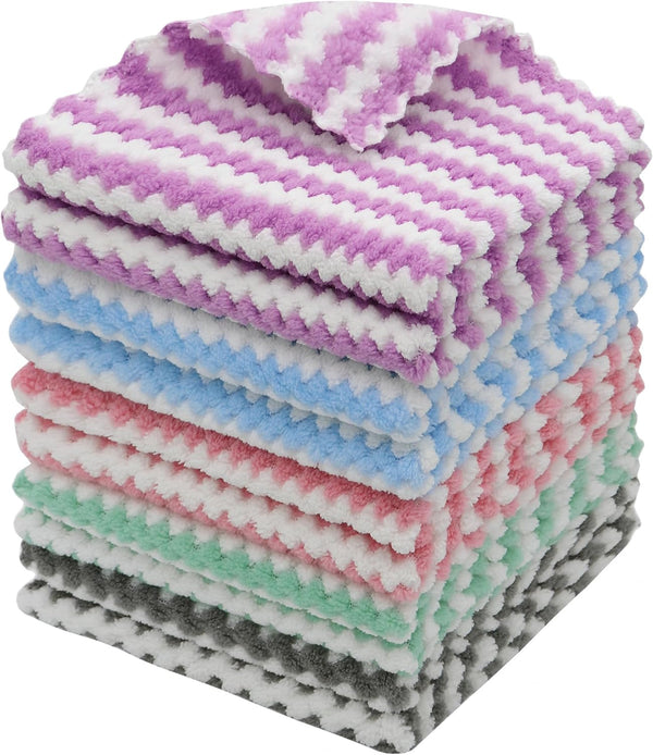 Microfiber Cleaning Cloth Lint Free Rags, 10 Pack Fast Drying Dish Cloths, Super Absorbent for Cleaning Dishes, 12 in x