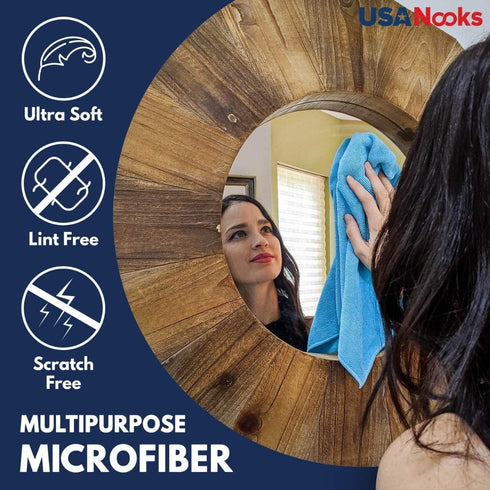 Microfiber Cleaning Cloth - 12Pcs (16x16 in) Ultra Absorbent, High Performance for Streak-Free Shine, Scratch Proof,