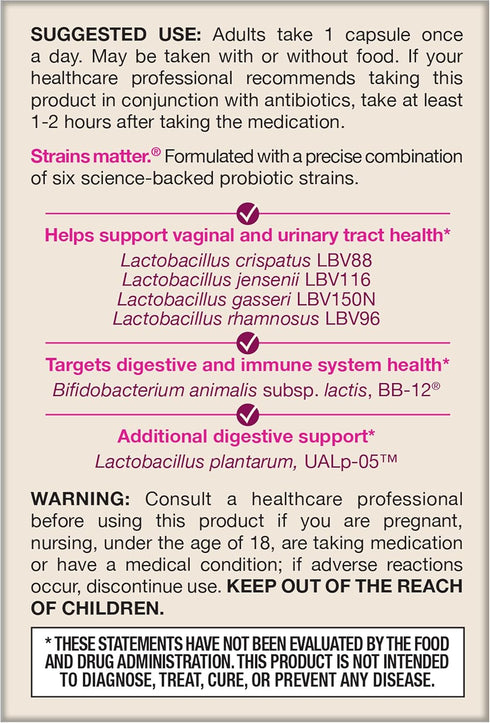 Jarrow Formulas Fem-Dophilus Advanced Probiotics, 10 Billion CFU, 6 Strains for Vaginal, Urinary Tract Support, 30